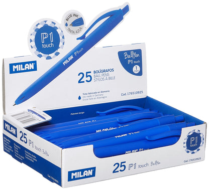 MILAN® Caja expositora 25 bolígrafos P1 touch azul – para oposiciones – Material de estudio – OpoMarket
