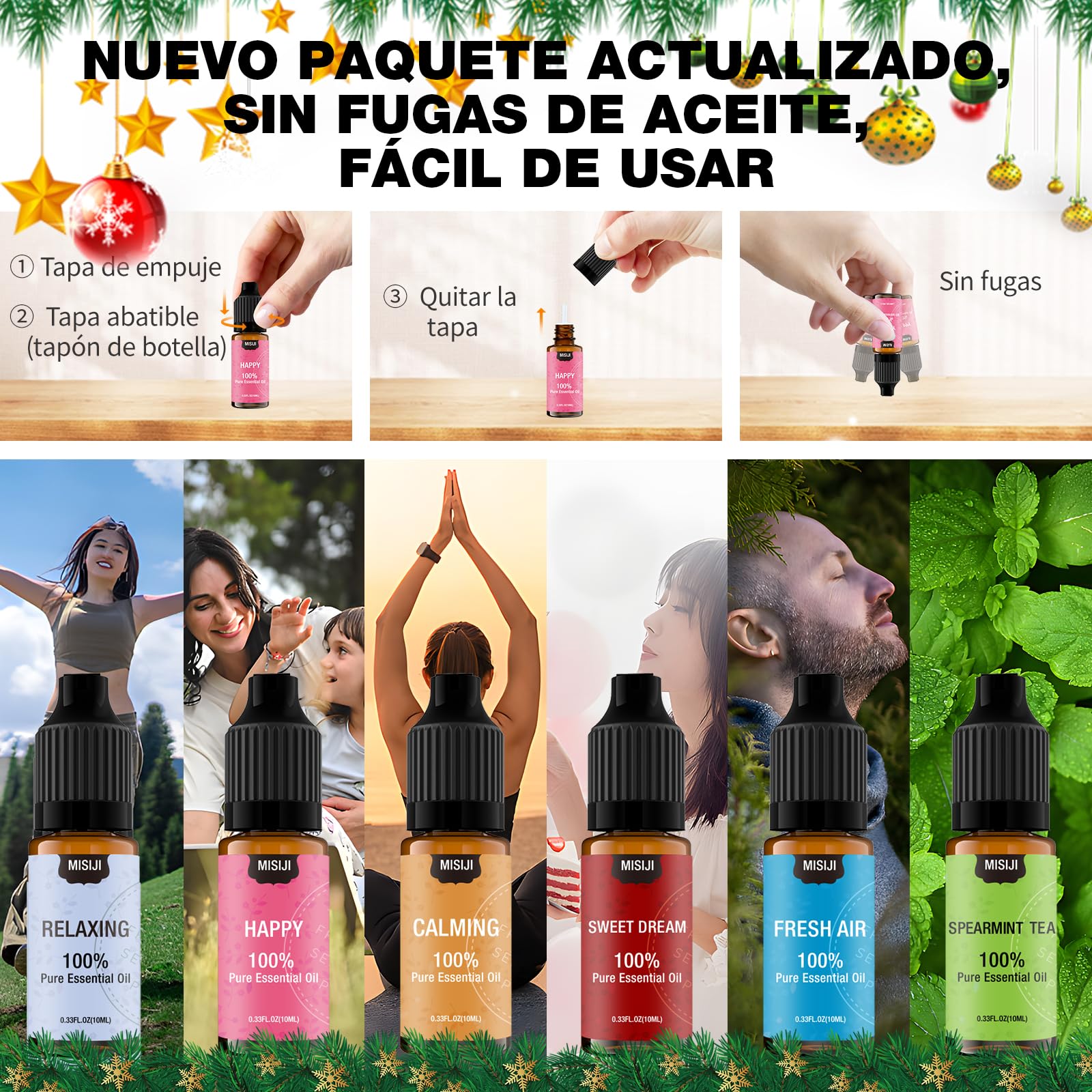 MISIJI set aceites esenciales para difusor Aromaterapia Pura Natural 6 x 10 ml – para oposiciones – Material de estudio – OpoMarket