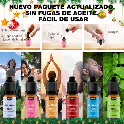 MISIJI set aceites esenciales para difusor Aromaterapia Pura Natural 6 x 10 ml – para oposiciones – Material de estudio – OpoMarket