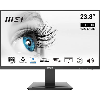 MSI Pro MP243X Monitor Profesional, de 23,8' FHD, 1920 x 1080, 100 Hz, IPS, Plano, Anti - Glare, 16:9, 300 nits, Negro – Ordenador personal para oposiciones – Material de estudio – OpoMarket