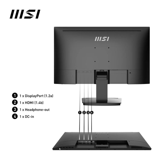 MSI Pro MP243X Monitor Profesional, de 23,8' FHD, 1920 x 1080, 100 Hz, IPS, Plano, Anti - Glare, 16:9, 300 nits, Negro – Ordenador personal para oposiciones – Material de estudio – OpoMarket