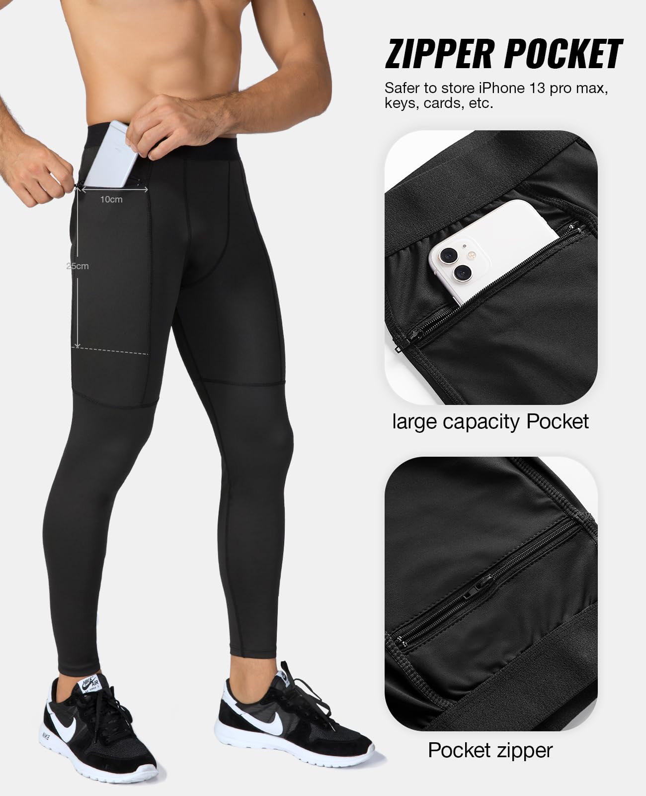 Niksa 2 Piezas Mallas Hombre Running Leggings Deporte Pantalones Largos de Compresión Negro Gris Medium – Ropa para oposiciones – Material de estudio – OpoMarket