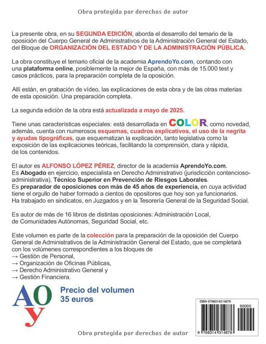 Portada del libro Temario Administrativo General del Estado C1