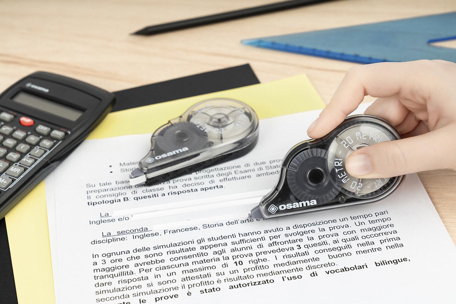 Osama - Cinta Correctora Blanca, Pack 2 Piezas, 20 M - Set Cintas Correctoras Ideal para Material Escolar, Papelería y Oficina para Borrar y Escribir de Inmediato con Alta Cobertura y Larga Duración – para oposiciones – Material de estudio – OpoMarket