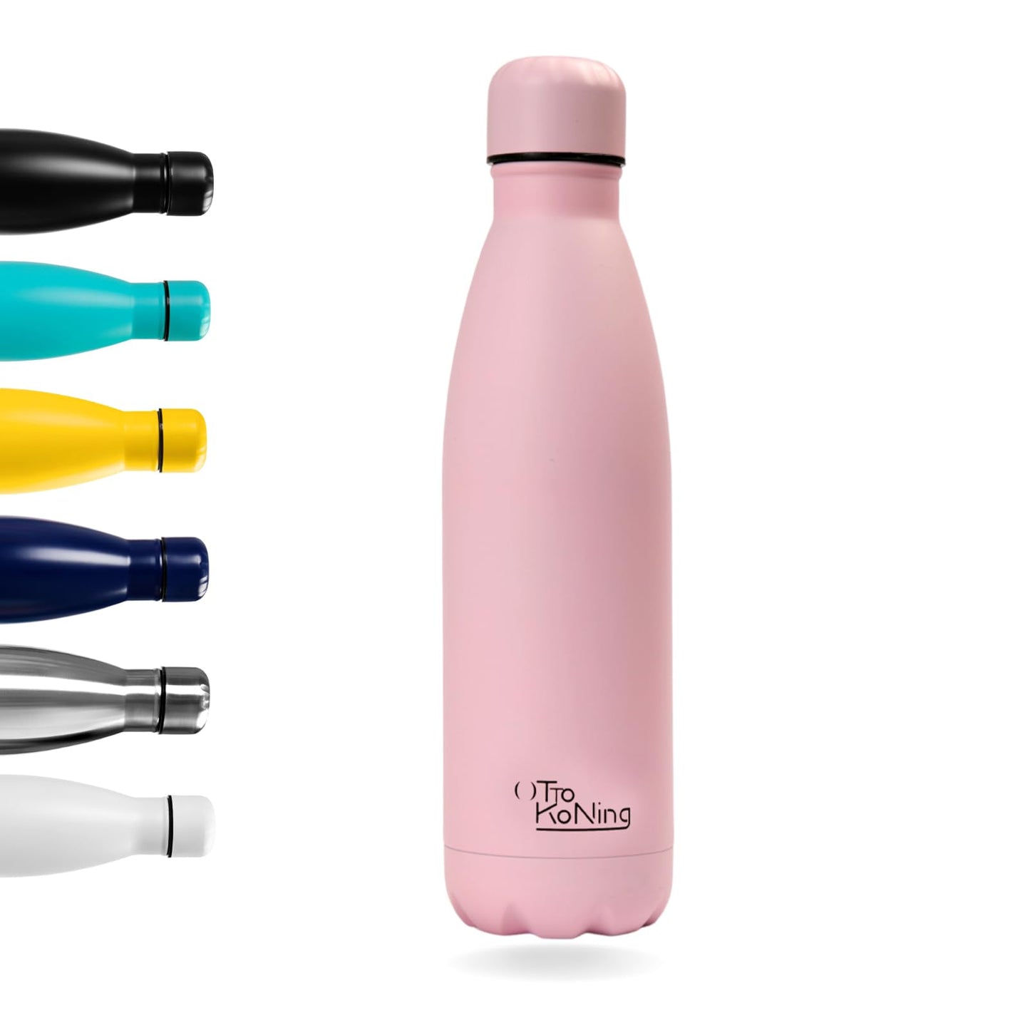 Otto Koning Botella Térmica de Agua Acero Inoxidable 500ml - Doble Aislamiento al vacío para 12 Horas de Bebida Caliente y 24 Horas de Bebida Fría. Botella Termo a Prueba de Fugas Libre BPA – para oposiciones – Material de estudio – OpoMarket