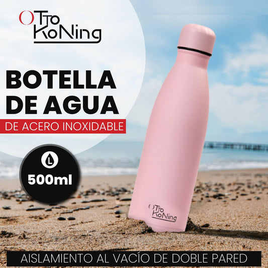 Otto Koning Botella Térmica de Agua Acero Inoxidable 500ml - Doble Aislamiento al vacío para 12 Horas de Bebida Caliente y 24 Horas de Bebida Fría. Botella Termo a Prueba de Fugas Libre BPA – para oposiciones – Material de estudio – OpoMarket