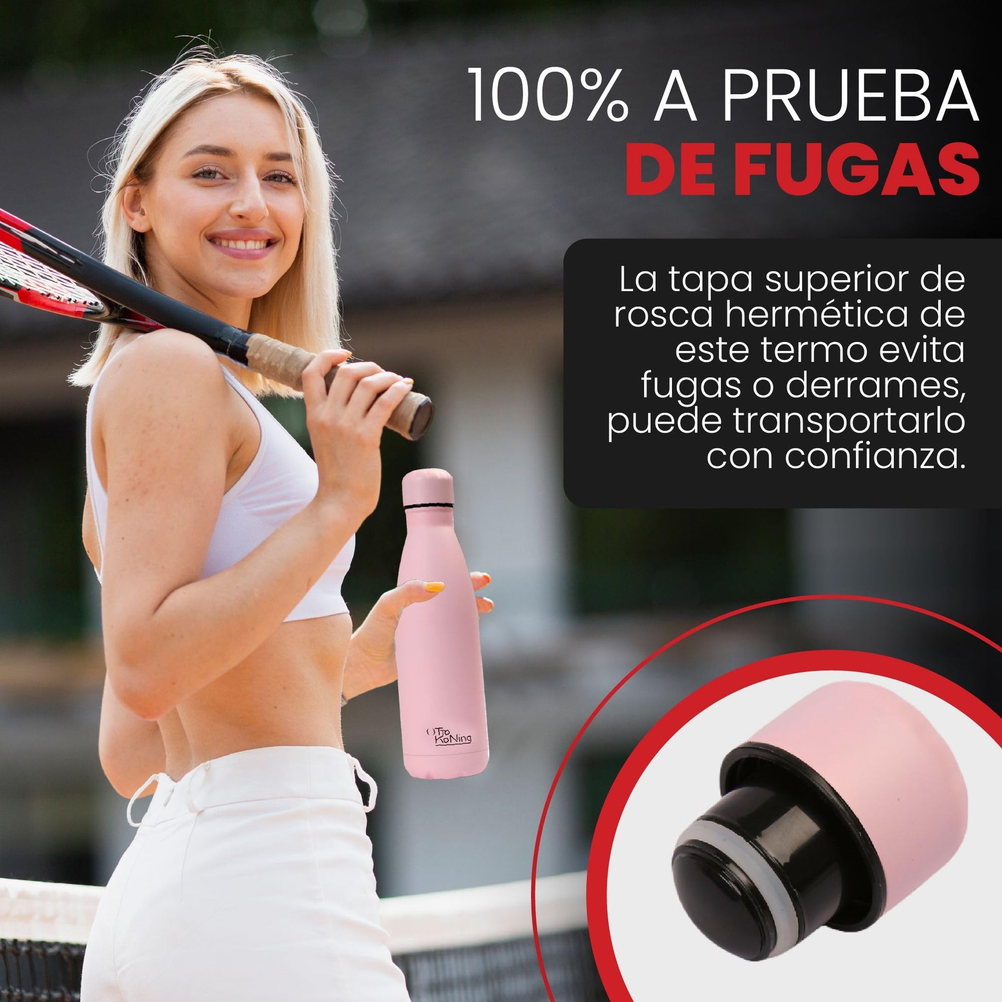 Otto Koning Botella Térmica de Agua Acero Inoxidable 500ml - Doble Aislamiento al vacío para 12 Horas de Bebida Caliente y 24 Horas de Bebida Fría. Botella Termo a Prueba de Fugas Libre BPA – para oposiciones – Material de estudio – OpoMarket