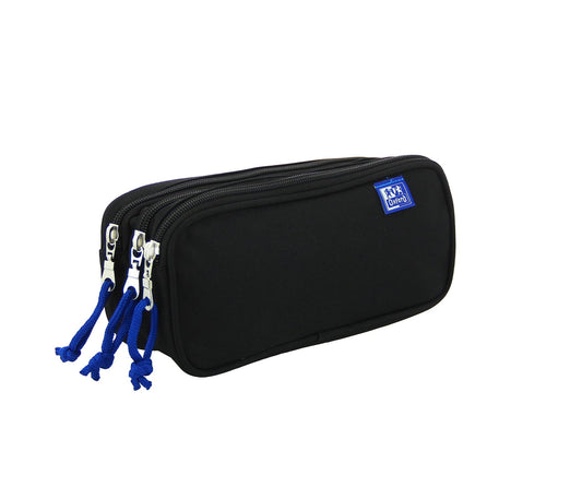 estuche oxford escolar negro triple compartimento