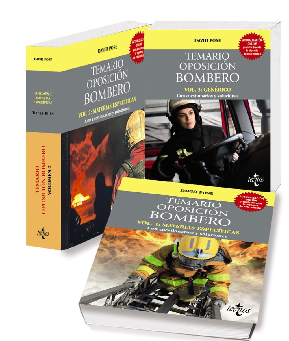 temario bombero pack 3 volúmenes cuestionarios y soluciones
