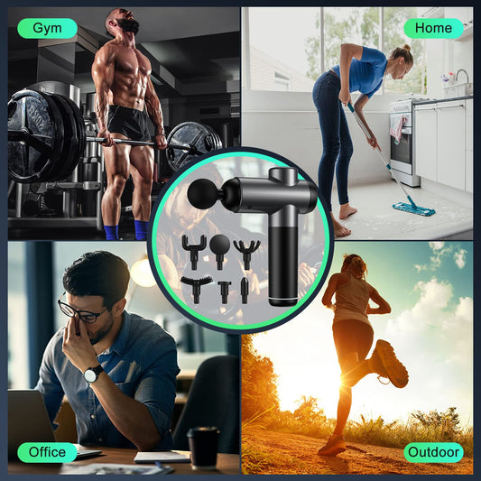 Pistola de Masaje Muscular, Pistola Masajeadora Muscular de Tejido Profundo con 99 Niveles Ajustables, 6 Cabezales de Masaje, Pantalla LCD Táctil, para Aliviar el Dolor Muscular (Negro Carbón) – para oposiciones – Material de estudio – OpoMarket