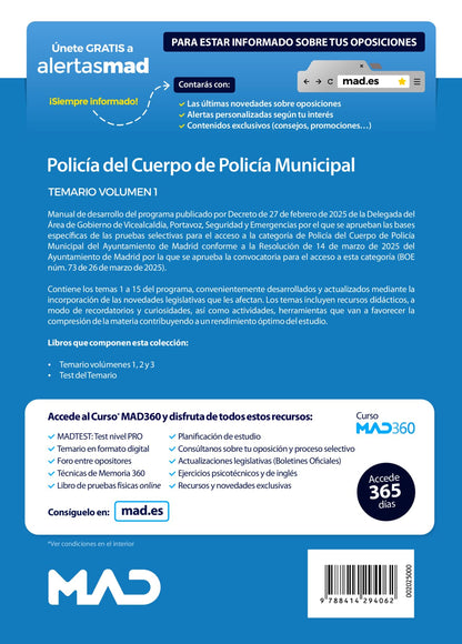 Policía Municipal Madrid Temario manual 2025