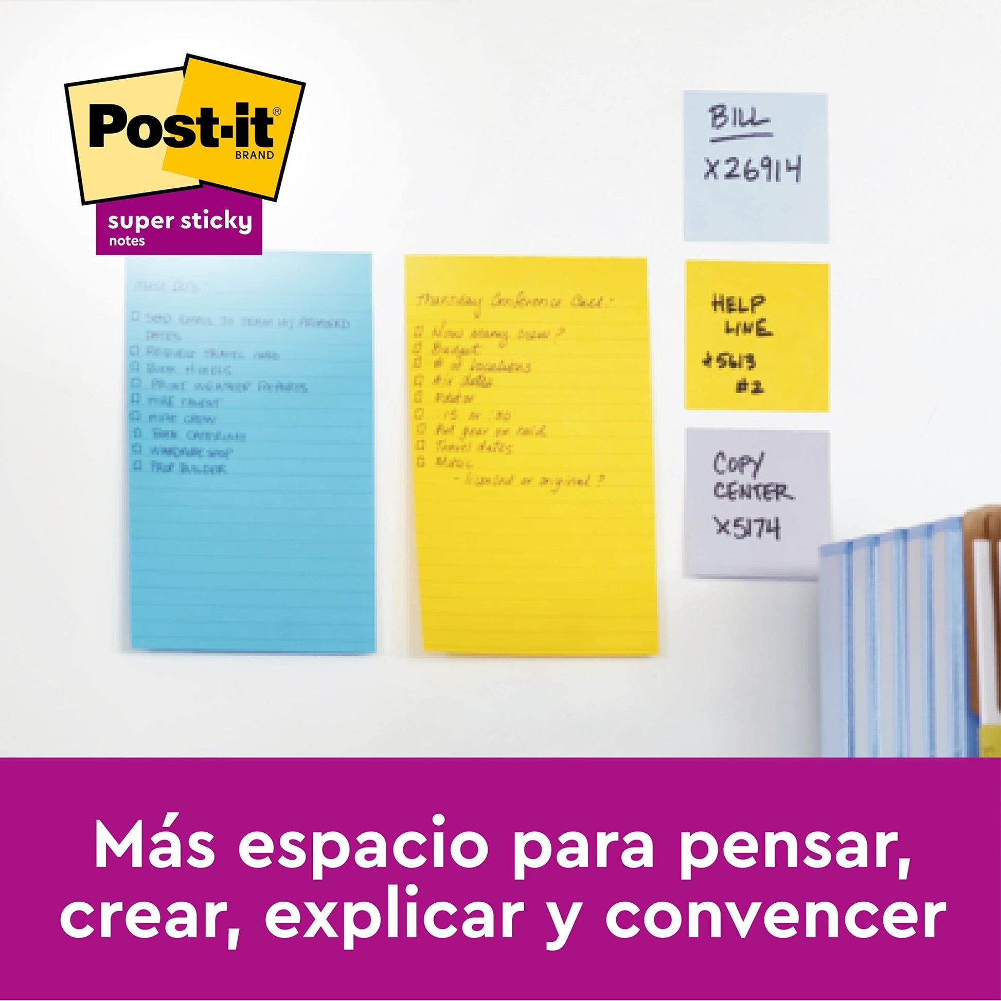 Post - it Super Sticky Notas, Colección Boost, con renglones, 101mmx152 mm, 45 hojas/bloc, 3 bloc/paquete – para oposiciones – Material de estudio – OpoMarket