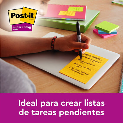 Post - it Super Sticky Notas, Colección Boost, con renglones, 101mmx152 mm, 45 hojas/bloc, 3 bloc/paquete – para oposiciones – Material de estudio – OpoMarket