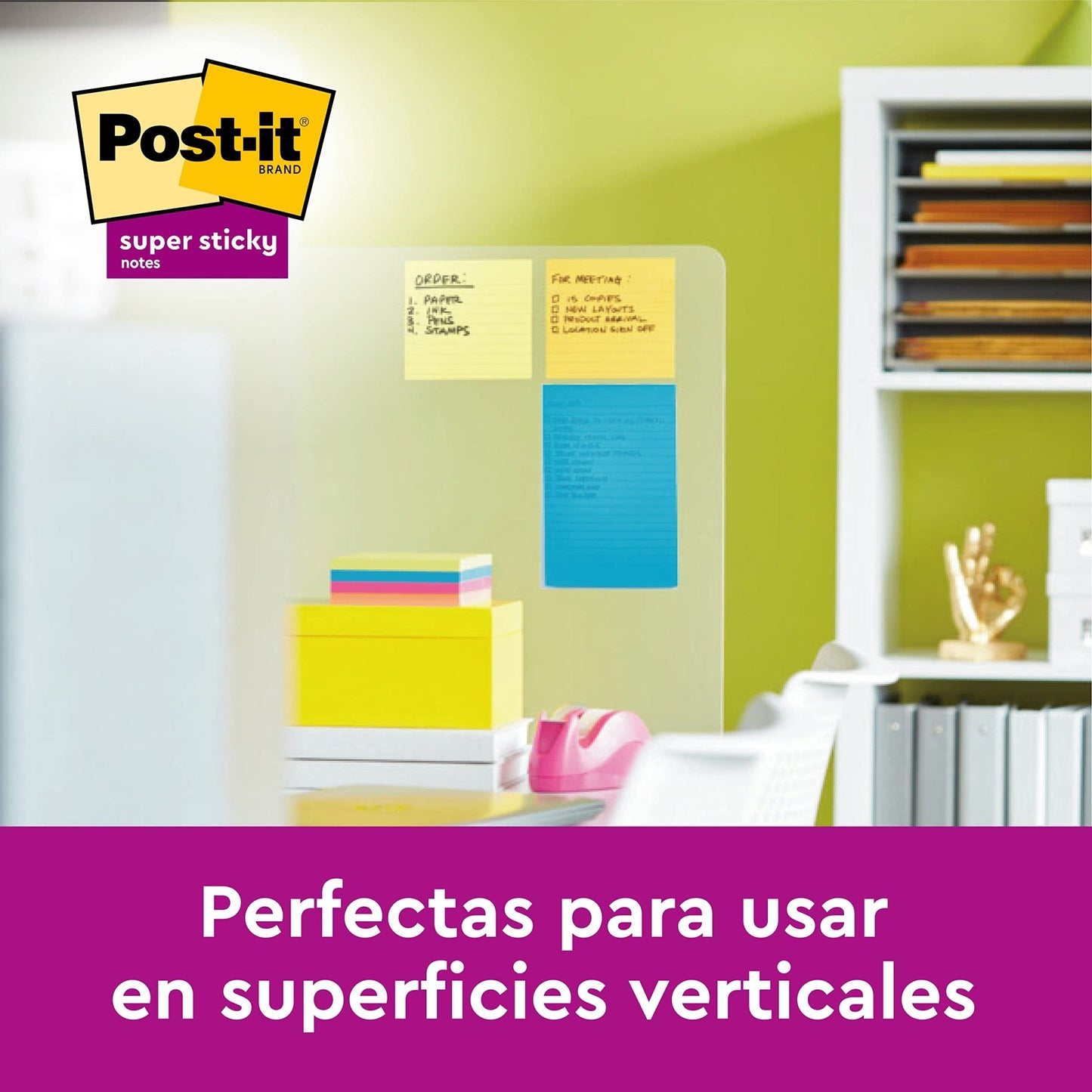 Post - it Super Sticky Notas, Colección Boost, con renglones, 101mmx152 mm, 45 hojas/bloc, 3 bloc/paquete – para oposiciones – Material de estudio – OpoMarket