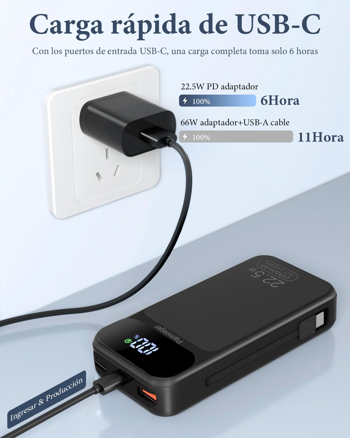 Power Bank 25800mAh Carga Rápida 22.5W PD3.0 QC4.0 USB - C Entrada y Salida con Pantalla LCD Batería Portátil para Smartphone Tablets y Más – para oposiciones – Material de estudio – OpoMarket