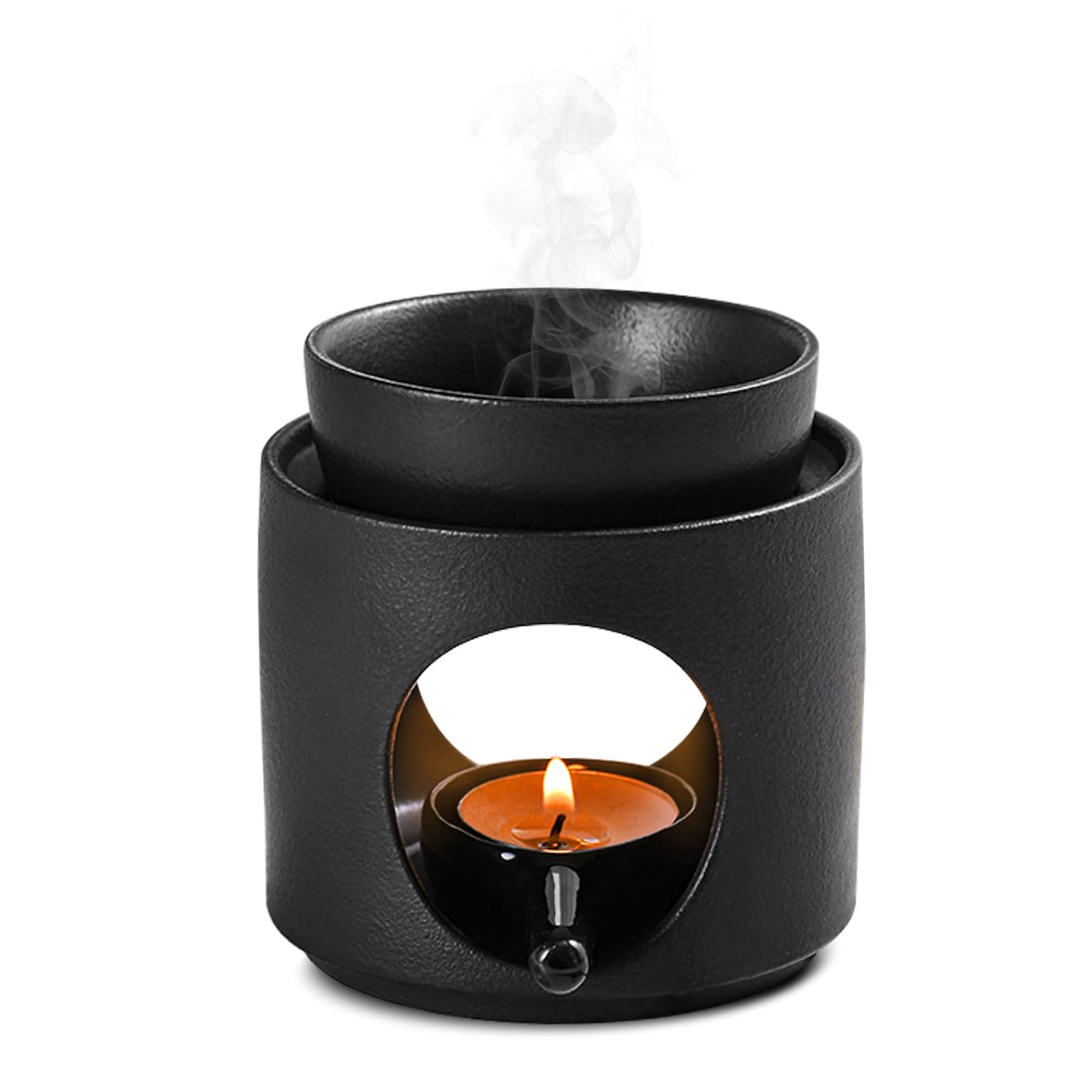 Quemador de aceites esenciales negro mate estilo jarrón