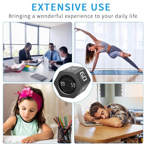 QUMOX Temporizador Pomodoro F6 con Sensor de Gravedad – Cubo Hexagonal Digital con Alarma Silenciosa, Vibración y Sonido – 1/5/10/30/60 Minutos y Cronómetro – Recargable, Ideal para Oficina, Estudio, – para oposiciones – Material de estudio – OpoMarket