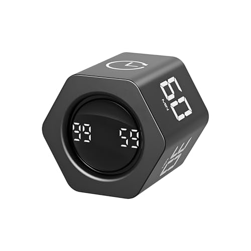 QUMOX Temporizador Pomodoro F6 con Sensor de Gravedad – Cubo Hexagonal Digital con Alarma Silenciosa, Vibración y Sonido – 1/5/10/30/60 Minutos y Cronómetro – Recargable, Ideal para Oficina, Estudio, – para oposiciones – Material de estudio – OpoMarket