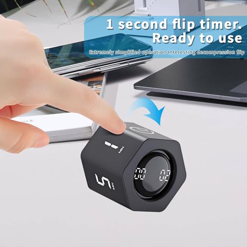 QUMOX Temporizador Pomodoro F6 con Sensor de Gravedad – Cubo Hexagonal Digital con Alarma Silenciosa, Vibración y Sonido – 1/5/10/30/60 Minutos y Cronómetro – Recargable, Ideal para Oficina, Estudio, – para oposiciones – Material de estudio – OpoMarket