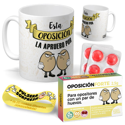 regalos para opositores kit taza caramelos y pulsera