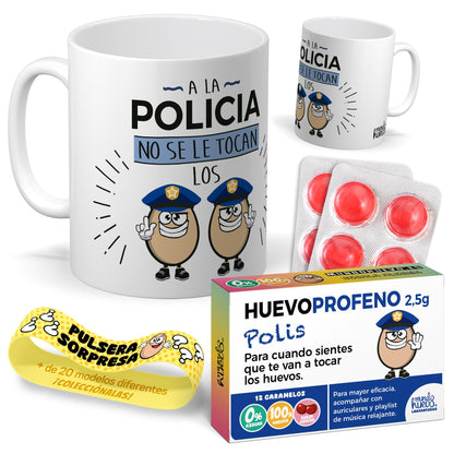 kit regalos para opositores policía taza y caramelos
