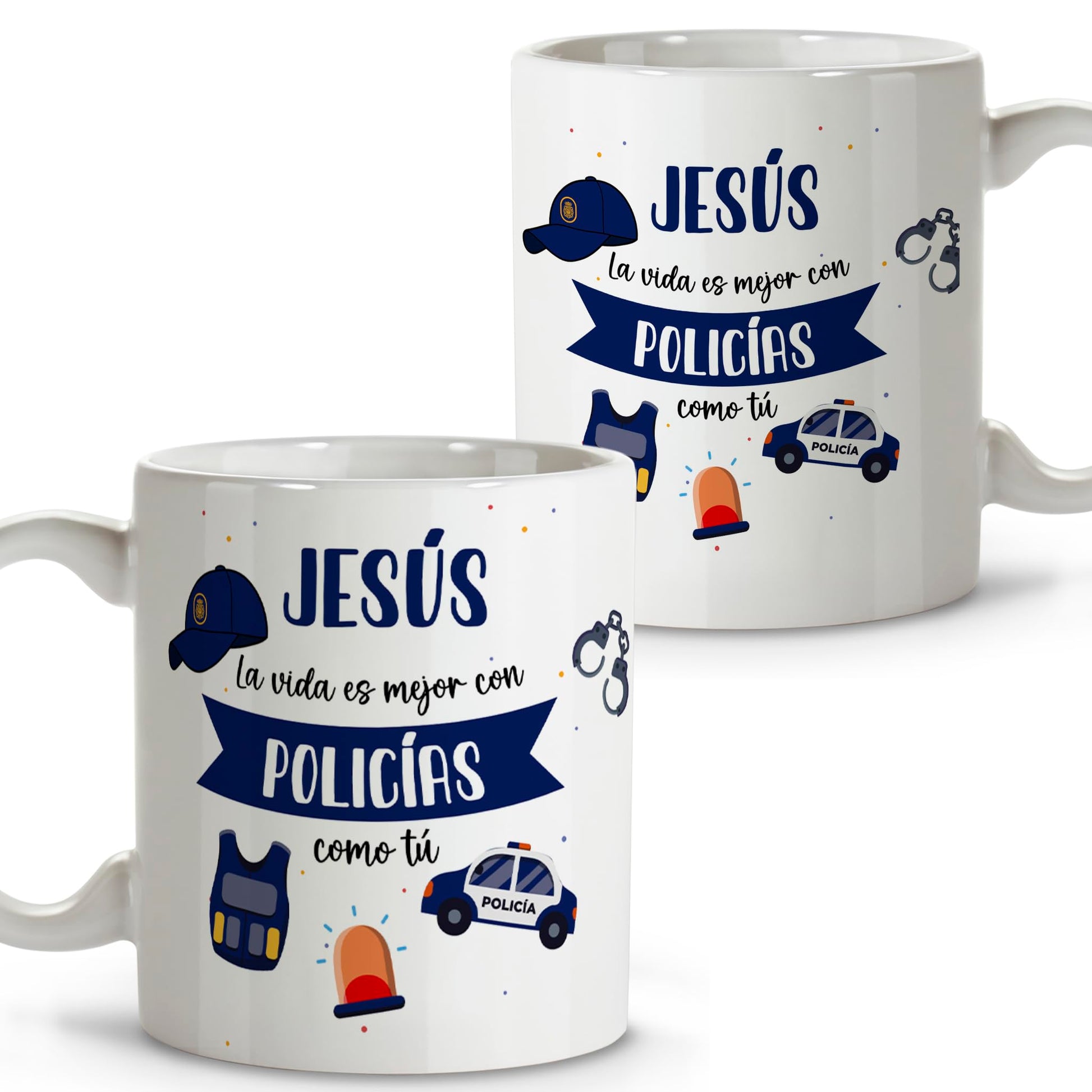 caja regalo con taza personalizada para policía local