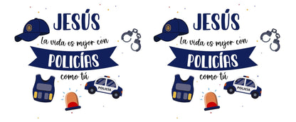 detalle de diseño en taza regalos para policía local