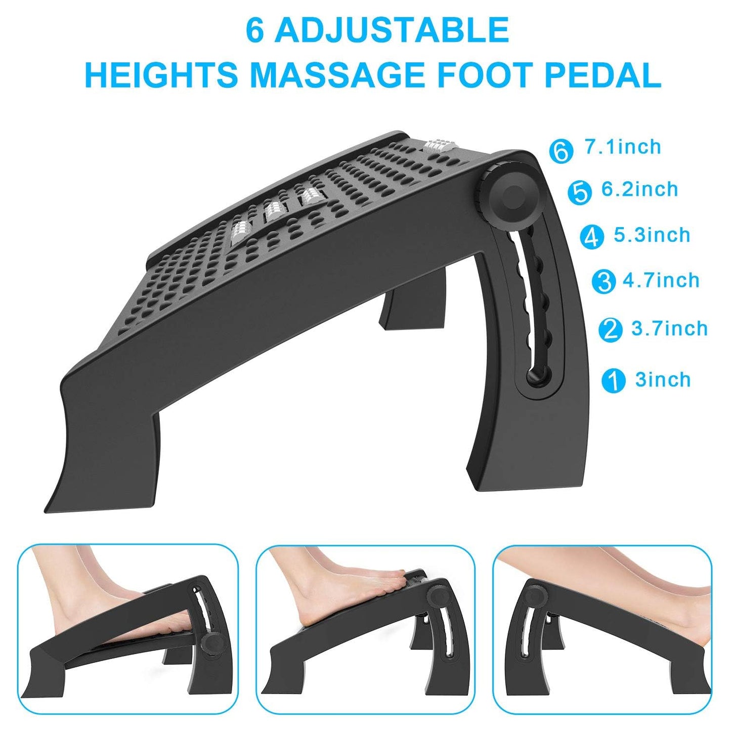 Reposapies de Oficina, Reposapiés Ergonómico para Escritorio con Función de Masaje, 6 Reposapiés de Altura Ajustable Antideslizantes para Oficina – para oposiciones – Material de estudio – OpoMarket