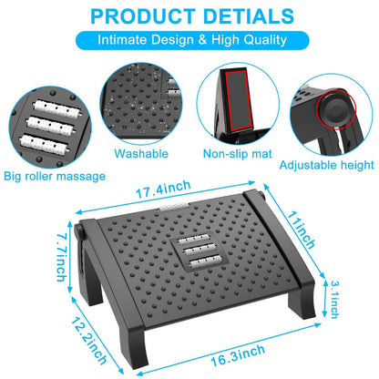 Reposapies de Oficina, Reposapiés Ergonómico para Escritorio con Función de Masaje, 6 Reposapiés de Altura Ajustable Antideslizantes para Oficina – para oposiciones – Material de estudio – OpoMarket
