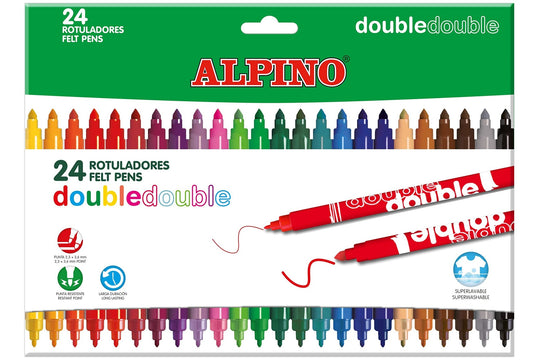 Rotulador alpino double double punta gruesa y punta fina caja de 20+4 colores surtidos – para oposiciones – Material de estudio – OpoMarket