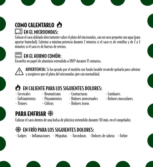 Sacos termicos de semillas para uso en frío y calor