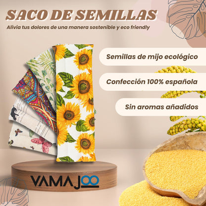 Saco Termico Semillas para Microondas - Bolsa Semillas Calor Microondas - Cojin de Semillas para Microondas - Sin Aroma - Relleno de Semillas de Mijo Ecológico - Fabricado en España 45x14cm – para oposiciones – Material de estudio – OpoMarket