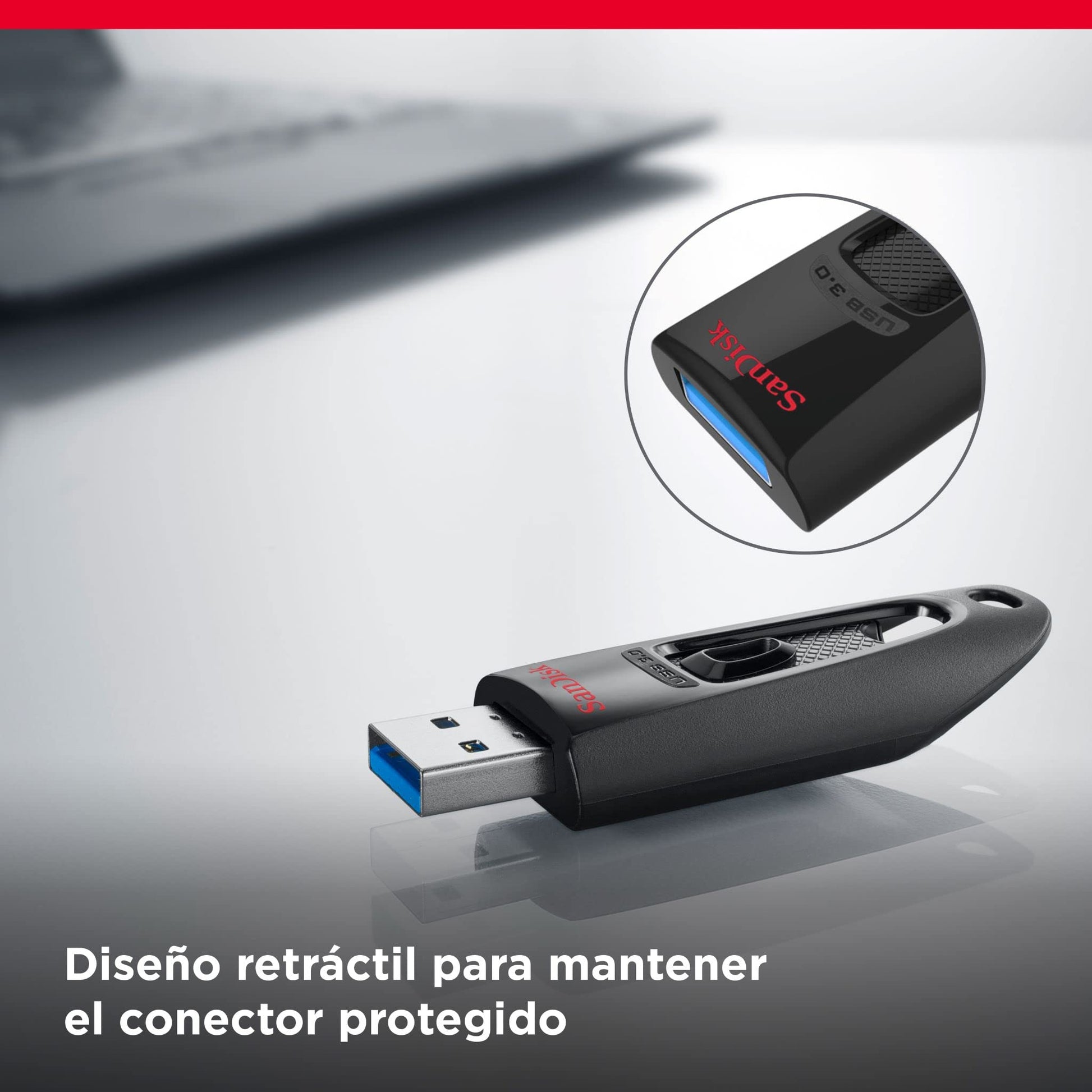 SanDisk Ultra 128 GB, USB 3.0 flash drive, with up to 130 MB/s read speed, Black – para oposiciones – Material de estudio – OpoMarket