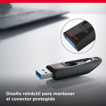 SanDisk Ultra 128 GB, USB 3.0 flash drive, with up to 130 MB/s read speed, Black – para oposiciones – Material de estudio – OpoMarket