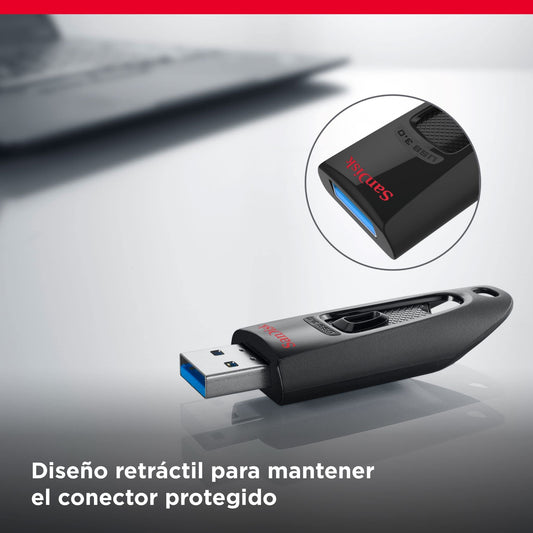 SanDisk Ultra Pendrive 256 GB Memoria Flash USB 3.0 (Velocidad hasta 130 MB/s, SecureAccess Software, Protección de contraseñas) Negro – para oposiciones – Material de estudio – OpoMarket