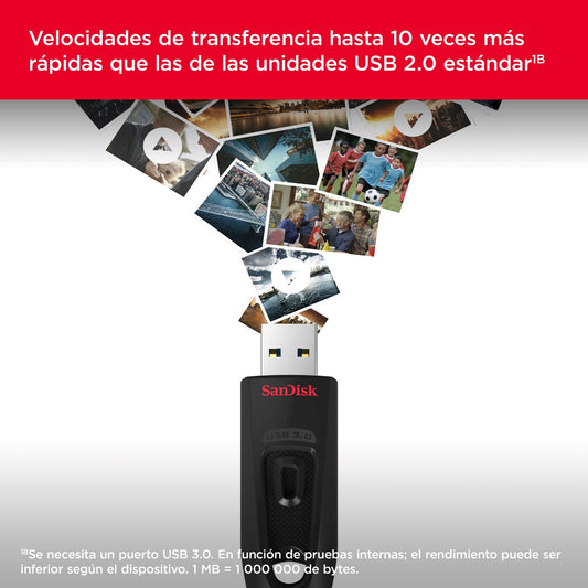 SanDisk Ultra Pendrive 256 GB Memoria Flash USB 3.0 (Velocidad hasta 130 MB/s, SecureAccess Software, Protección de contraseñas) Negro – para oposiciones – Material de estudio – OpoMarket