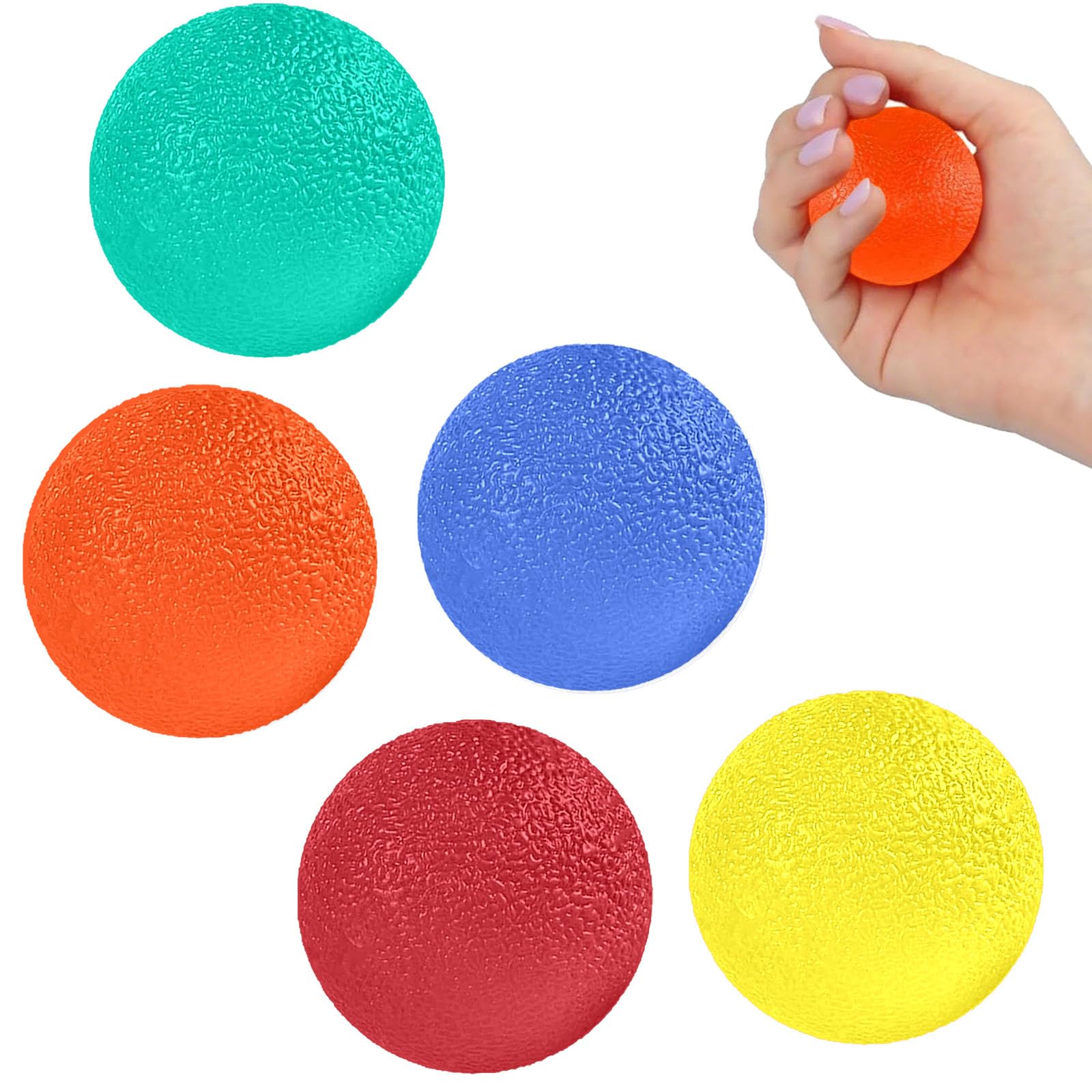 Set de 5 Pelota Antiestres Bola para Rehabilitación Fortalecedores de Mano, Pelota Rehabilitacion Mano con Diferentes Grados de Dureza, para Aliviar El Estrés para Ejercicios De Manos Antiestres – para oposiciones – Material de estudio – OpoMarket