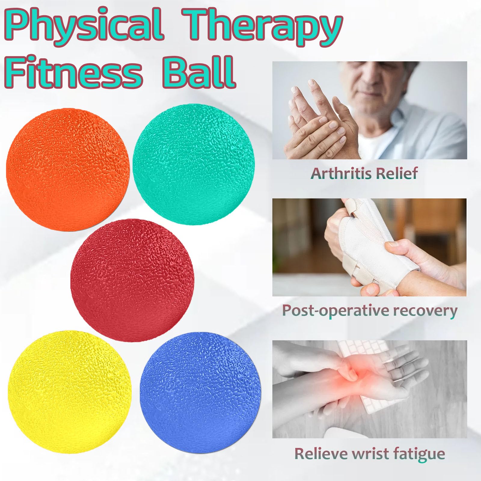 Set de 5 Pelota Antiestres Bola para Rehabilitación Fortalecedores de Mano, Pelota Rehabilitacion Mano con Diferentes Grados de Dureza, para Aliviar El Estrés para Ejercicios De Manos Antiestres – para oposiciones – Material de estudio – OpoMarket