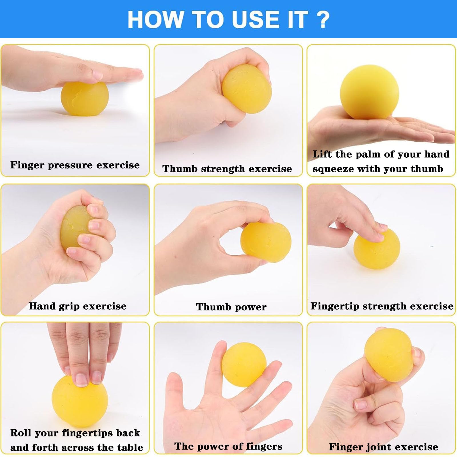 Set de 5 Pelota Antiestres Bola para Rehabilitación Fortalecedores de Mano, Pelota Rehabilitacion Mano con Diferentes Grados de Dureza, para Aliviar El Estrés para Ejercicios De Manos Antiestres – para oposiciones – Material de estudio – OpoMarket