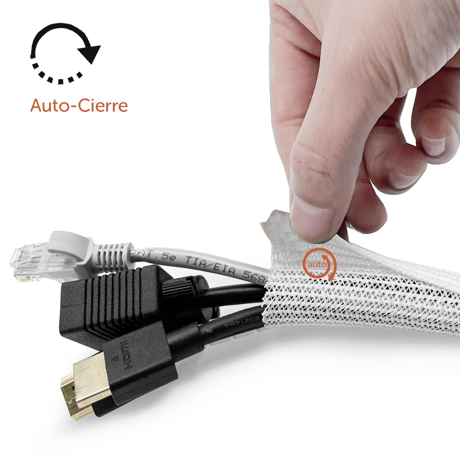 organizador de cables para escritorio blanco