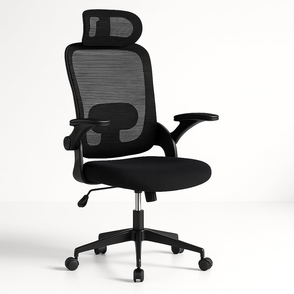silla de estudio ergonómica negra con malla