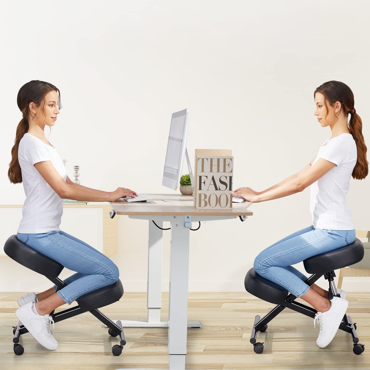 Silla de rodillas con asiento inclinado y rodillera