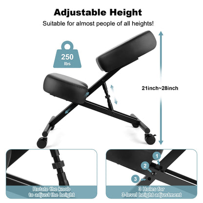 Silla de rodillas ergonómica color negro