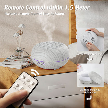 Simpeak Humidificador Ultrasónico 550 ml Difusor de Aromas con Temporizador Humificador Control Remoto para el Hogar Oficina Dormitorio Yoga SPA(con Pegatin) – para oposiciones – Material de estudio – OpoMarket