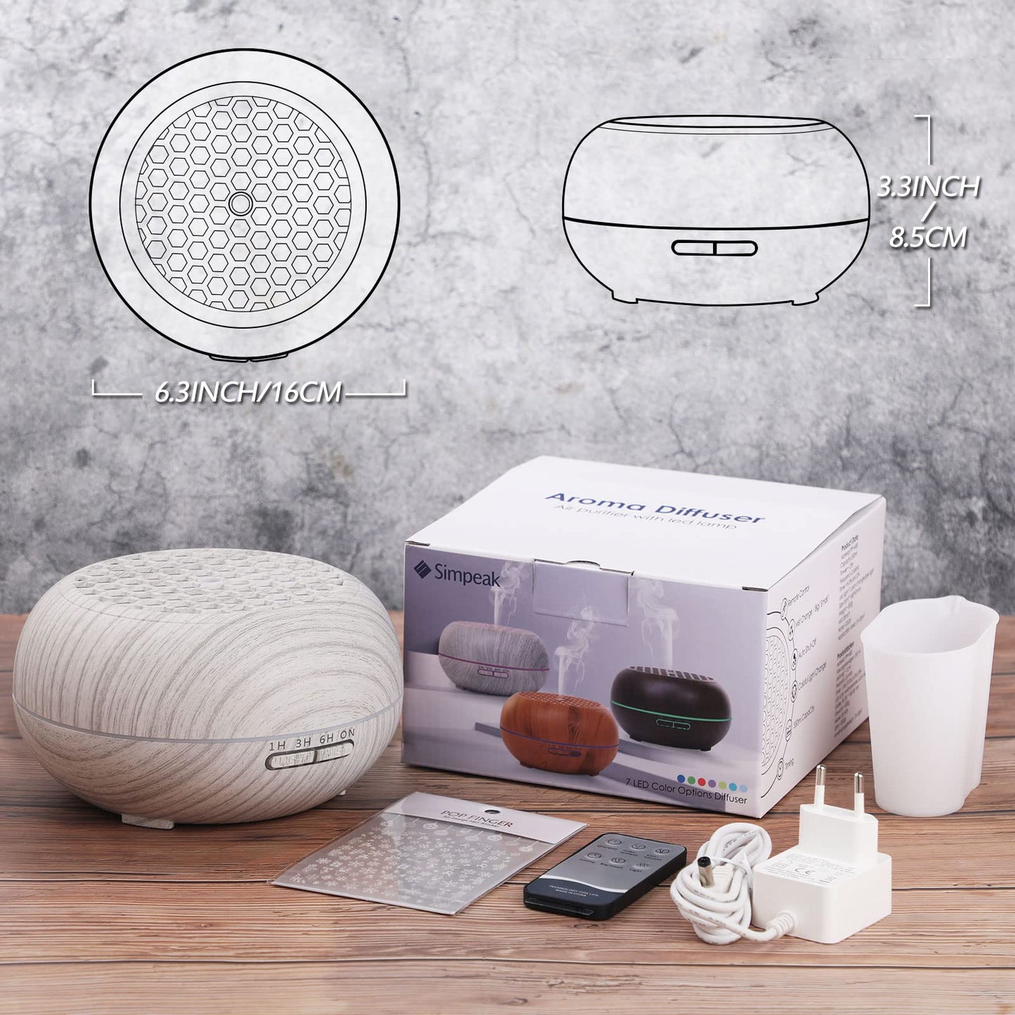 Simpeak Humidificador Ultrasónico 550 ml Difusor de Aromas con Temporizador Humificador Control Remoto para el Hogar Oficina Dormitorio Yoga SPA(con Pegatin) – para oposiciones – Material de estudio – OpoMarket
