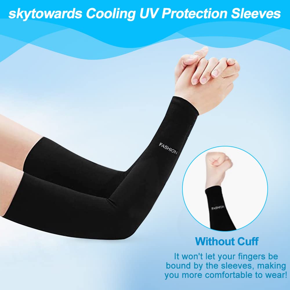 skytowards 2 Pares Mangas para Brazo Elásticas Mangas de Protección UV, Enfriamiento Transpirables Manga Protectora Solar para Deportes Ciclismo Mujeres y Hombres (Negro) – Ropa para oposiciones – Material de estudio – OpoMarket