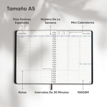 paginas de objetivos y meses en agenda 2026