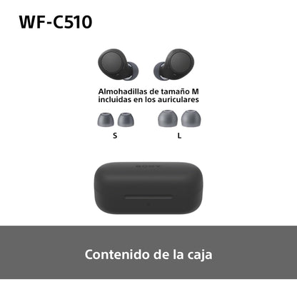 Sony WF - C510 Auriculares Inalámbricos pequeños, Ligeros, con conexión multipunto, Modo Sonido Ambiente, Resistencia al Agua IPX4, Spotify Tap, Carga rápida, 22 Horas de batería, iOS y Android - Negro – Electrónica para oposiciones – Material de estudio – OpoMarket