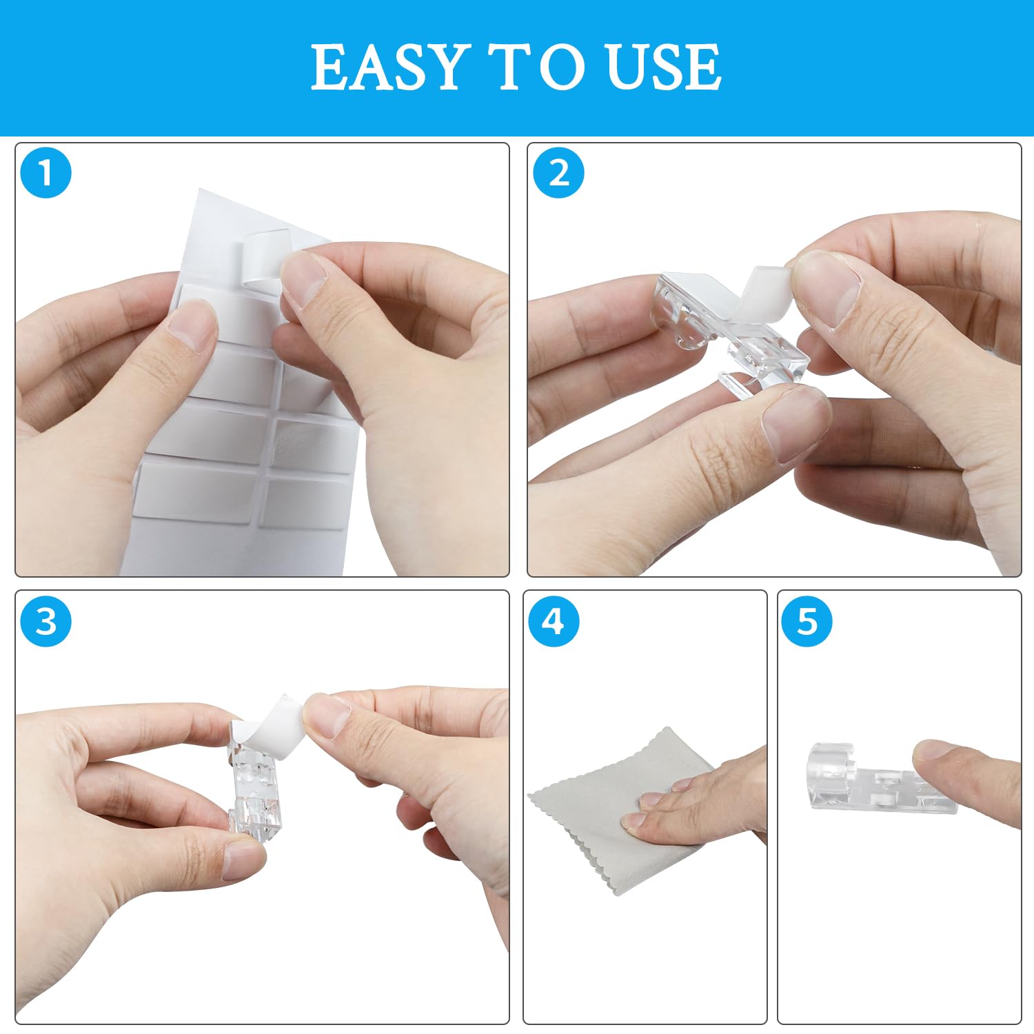 SOULWIT® 50Pcs Clips Organizador de Cables Autoadhesivo, Gestión de Cable Eléctrico, Clips de Cables para Cable de USB, TV, Cargador, Audio Mesa, Oficina, Casa (Transparente) – para oposiciones – Material de estudio – OpoMarket