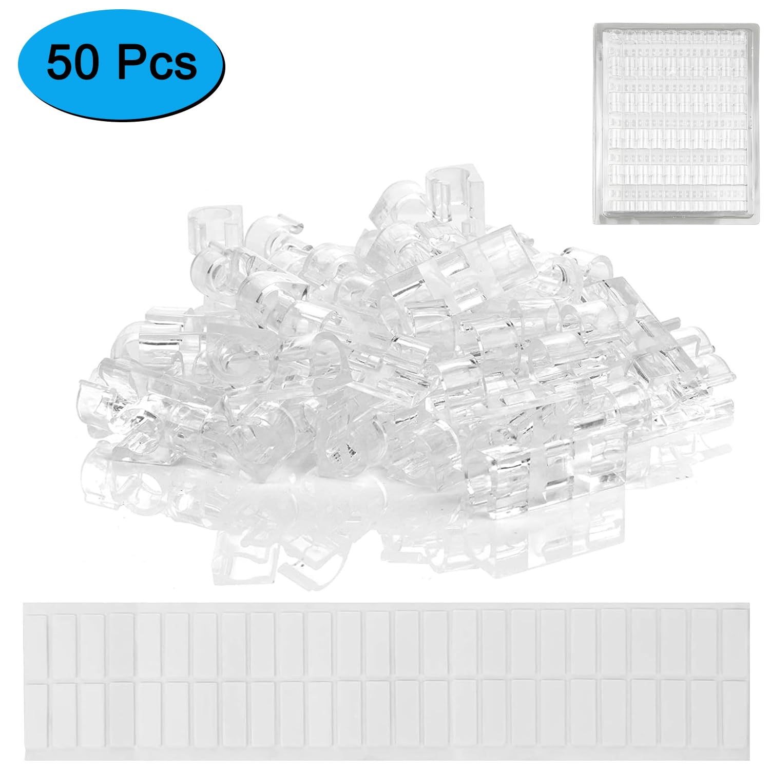 SOULWIT® 50Pcs Clips Organizador de Cables Autoadhesivo, Gestión de Cable Eléctrico, Clips de Cables para Cable de USB, TV, Cargador, Audio Mesa, Oficina, Casa (Transparente) – para oposiciones – Material de estudio – OpoMarket
